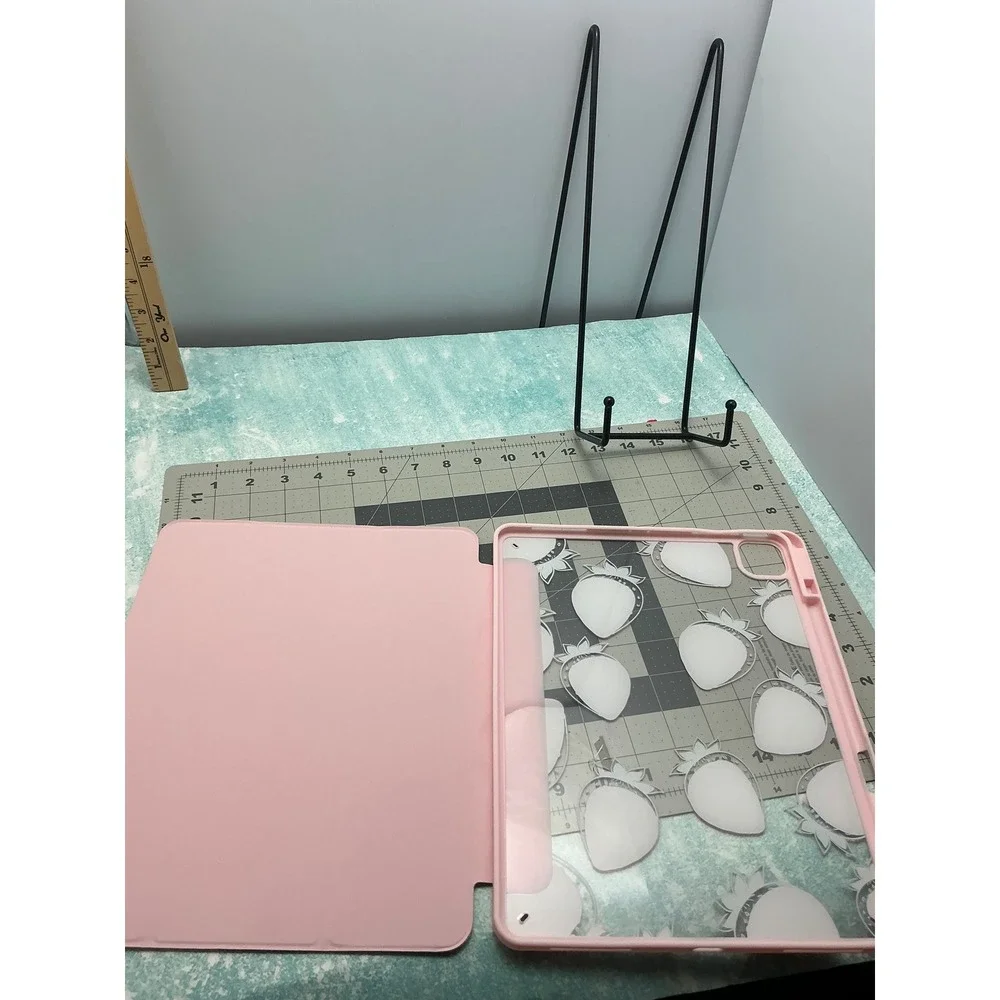 Lepeoac Strawberry iPad Pro 12.9 Case 6th 5th 4th 3rd Gen Pink Clear Back Folio